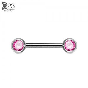 Piercing Mamilo Pedra Pink Rosca Interna Titânio Piercing Mamilo Pedra Pink Rosca Interna Titânio